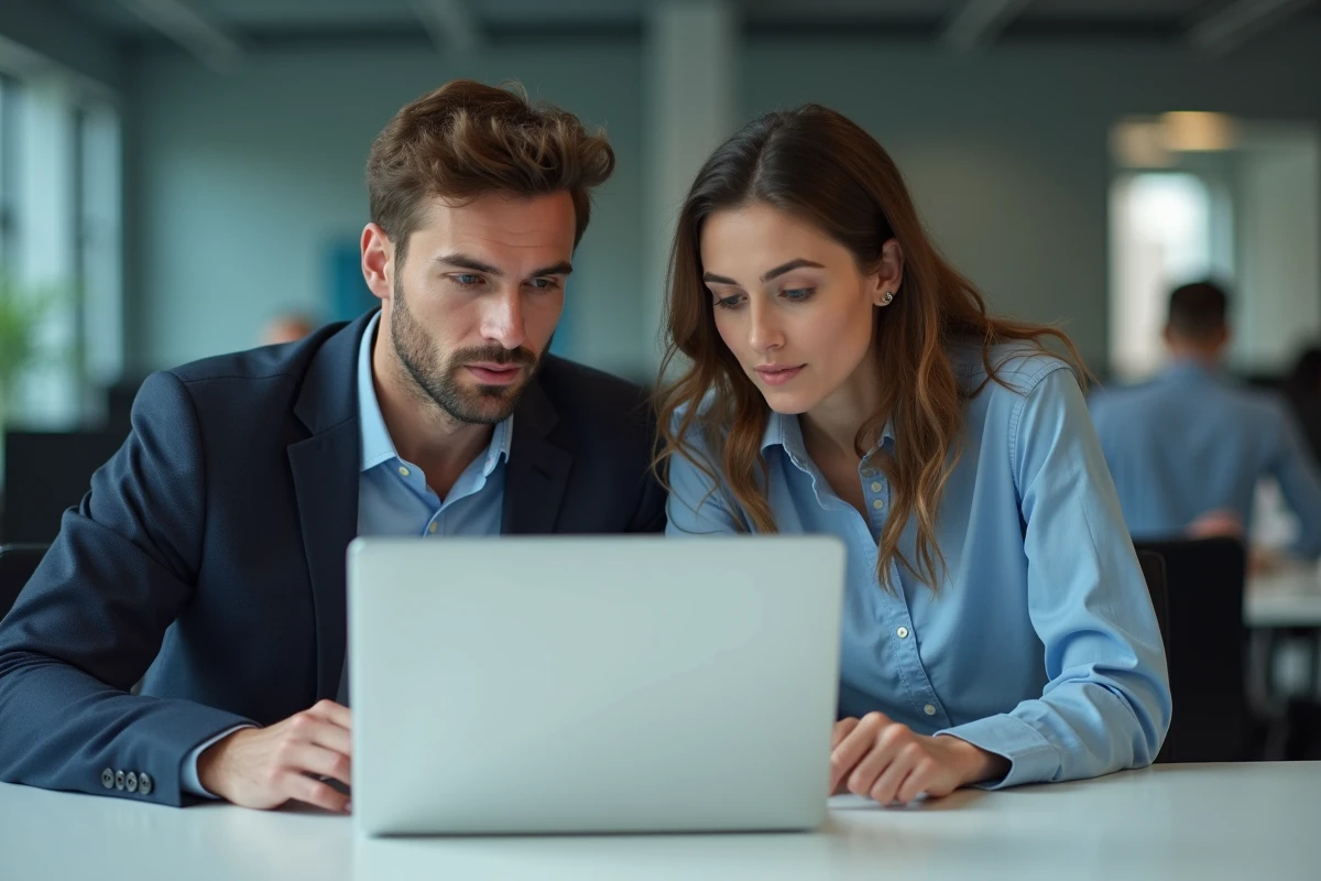 Deux personnes analysant ensemble l'historique d'achat Valorant sur un ordinateur portable pour prévenir les fraudes