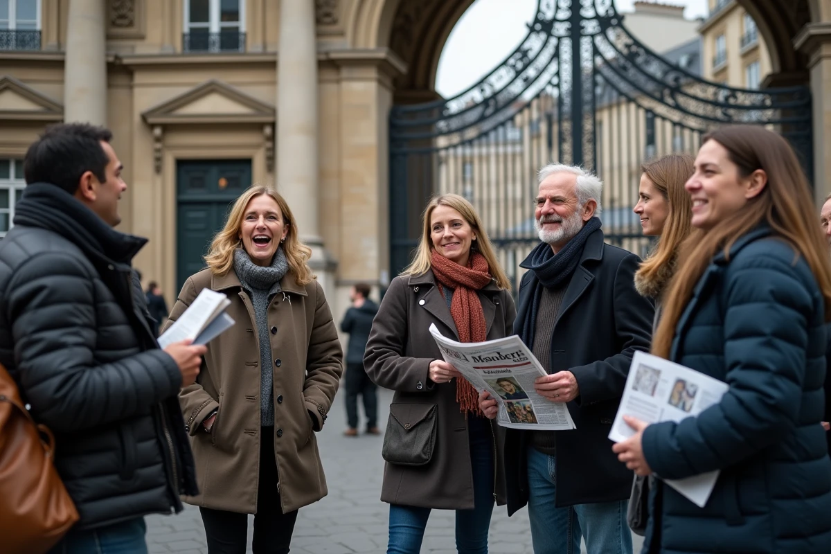 Groupe de citoyens devant l