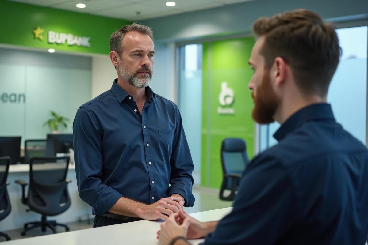 Client en train de contacter un conseiller Caisse d'Epargne en agence pour signaler un incident sur son application