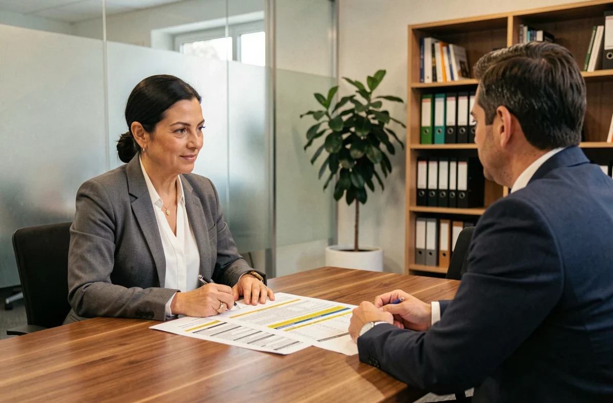 Une femme consulte un conseiller fiscal au sujet de l'imposition de ses heures supplémentaires