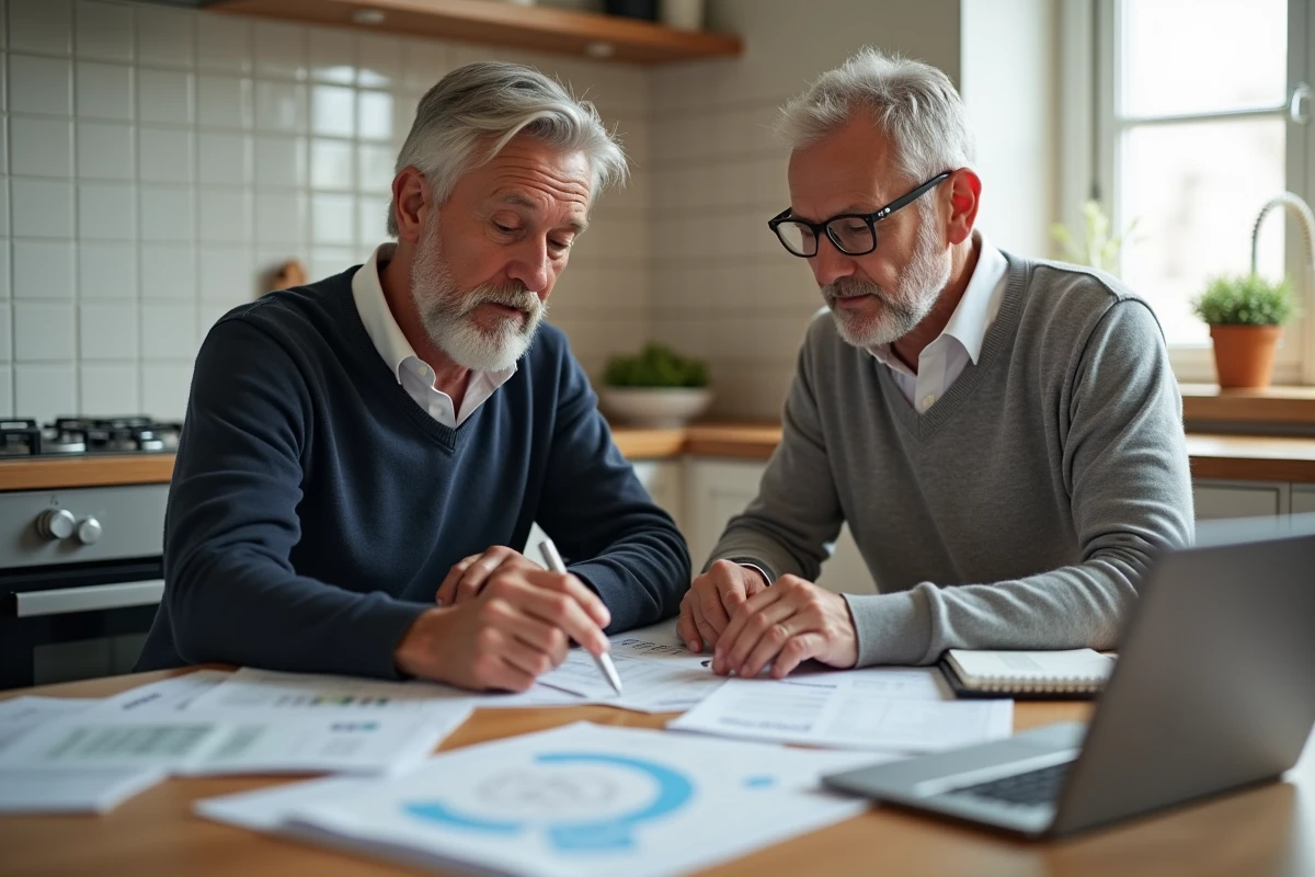 Couple analysant les documents de réclamation bancaire et les relevés de compte de la Banque Postale