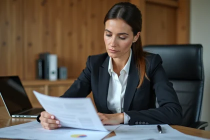 Femme d affaires en réunion dans un bureau moderne