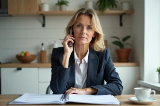 Femme d'âge moyen au bureau calme et organisé
