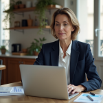 Femme d'affaires analysant des graphiques financiers à Paris