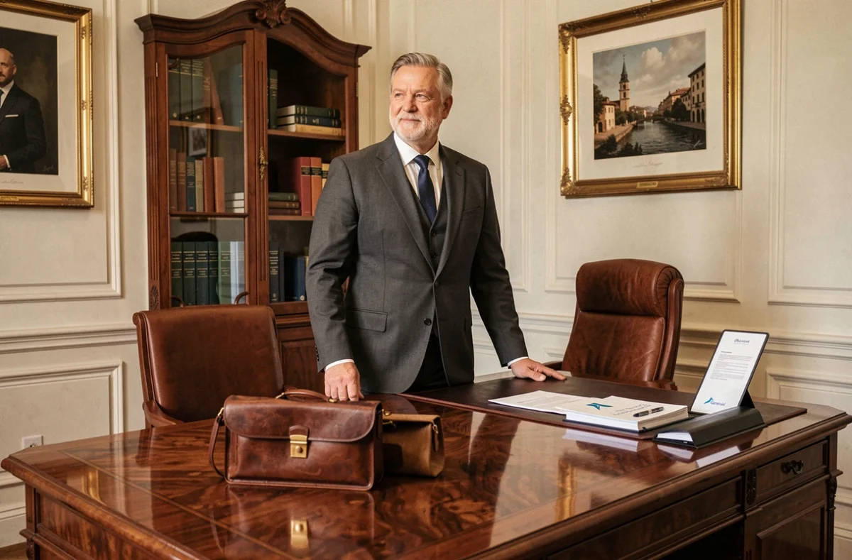 Courtier du cabinet Generali Cossu dans un bureau élégant représentant le sérieux et le prestige du cabinet