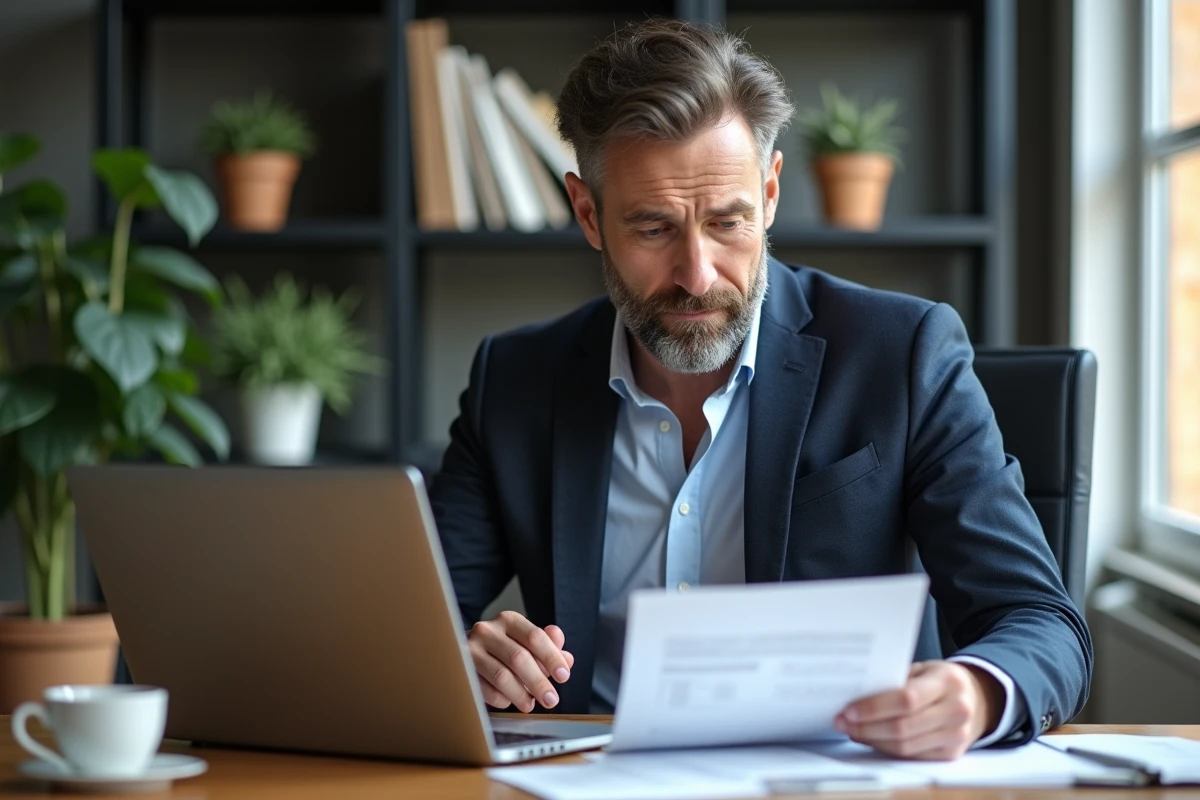 Homme d'affaires en costume dans un bureau moderne