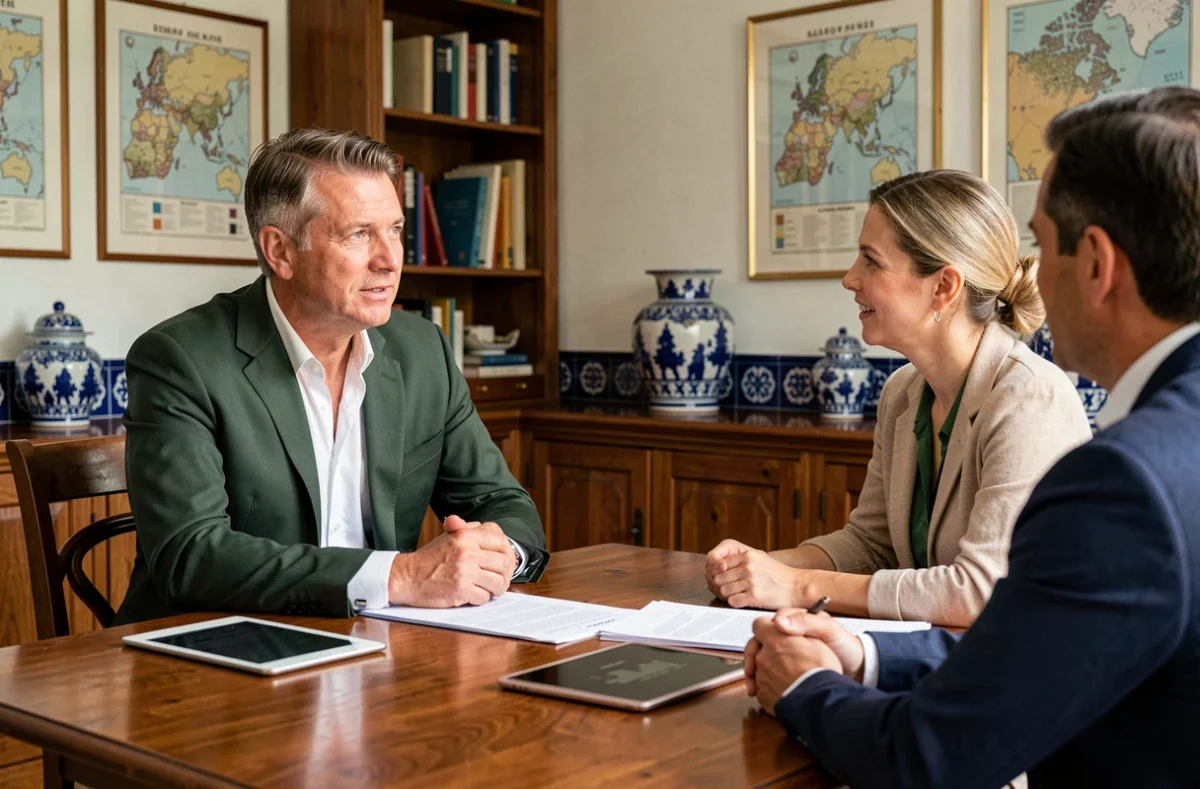Conseiller Kern Patrimoine en réunion avec des clients pour un projet d'investissement locatif dans le Finistère